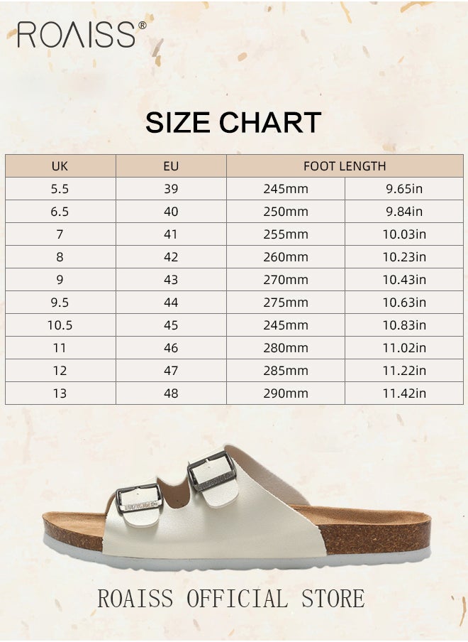 Fashionable and Versatile Open-Toe Slippers for Men Daily Commuting Beach Casual Cork Sole Adjustable Slippers Soft and Thick Sole Flats for Out Wear for Couples