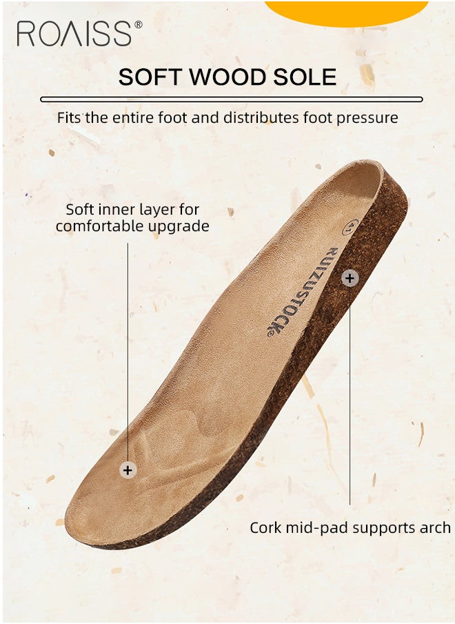 roaiss Fashionable and Versatile Open-Toe Slippers for Men Daily Commuting Beach Casual Cork Sole Adjustable Slippers Soft and Thick Sole Flats for Out Wear for Couples  - Image 3