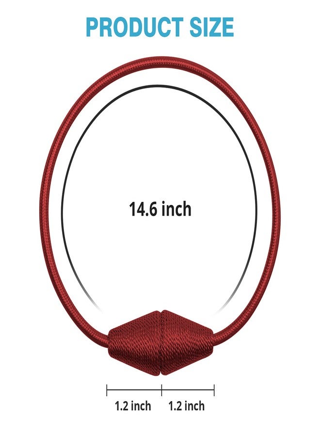 NICEEC 2 Pack Upgrade Magnetic Curtain Tiebacks 16 Inch Handmade Weave Rope Curtain Holdbacks Convenient Decorative Cone Curtain Drape Tie Backs for Home & Office Window Drapery (Red) - Image 5