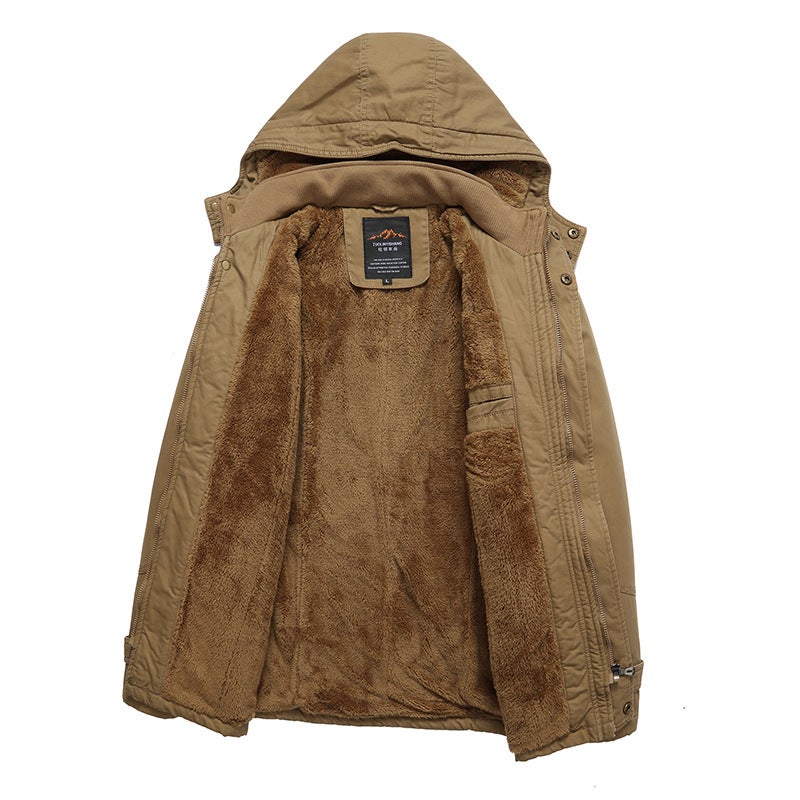 Men'S Casual Slim Trench Coat Men'S Long Washed Plus Velvet Padded - Image 4
