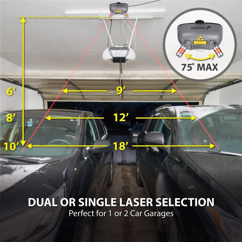 Fosmon , Wider Angle Upgrade, Dual Laser Garage Parking Assist Guide System, 360-degree Adjustable Parking Sensor with AC Adapter and Battery Backup for Car/Automotive - Image 4