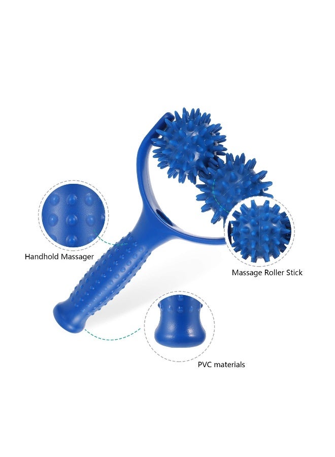 Loquat PVC Muscle Relaxer Roller Muscle Roller Stick Handheld Foam Roller Massager for Back Neck Arm Leg (Blue) - Image 3