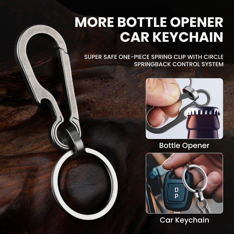 Prometheism Titanium Carabiner Keychain Multi Functional Lightweight Outdoor Keychain Minimalist Key Holder with Titanium Key Ring (Silver-A) - Image 5
