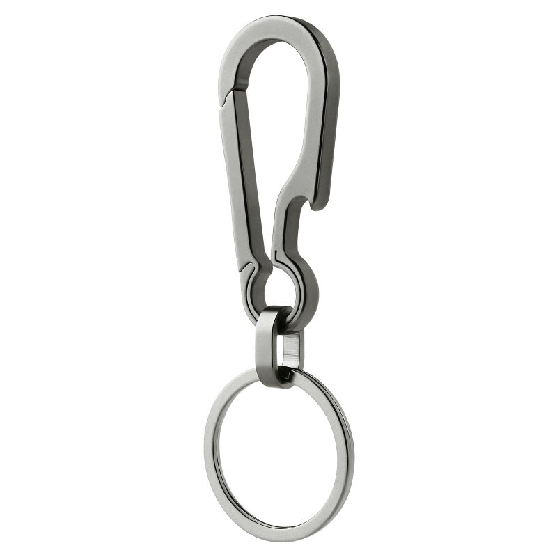 Prometheism Titanium Carabiner Keychain Multi Functional Lightweight Outdoor Keychain Minimalist Key Holder with Titanium Key Ring (Silver-A) - Image 1