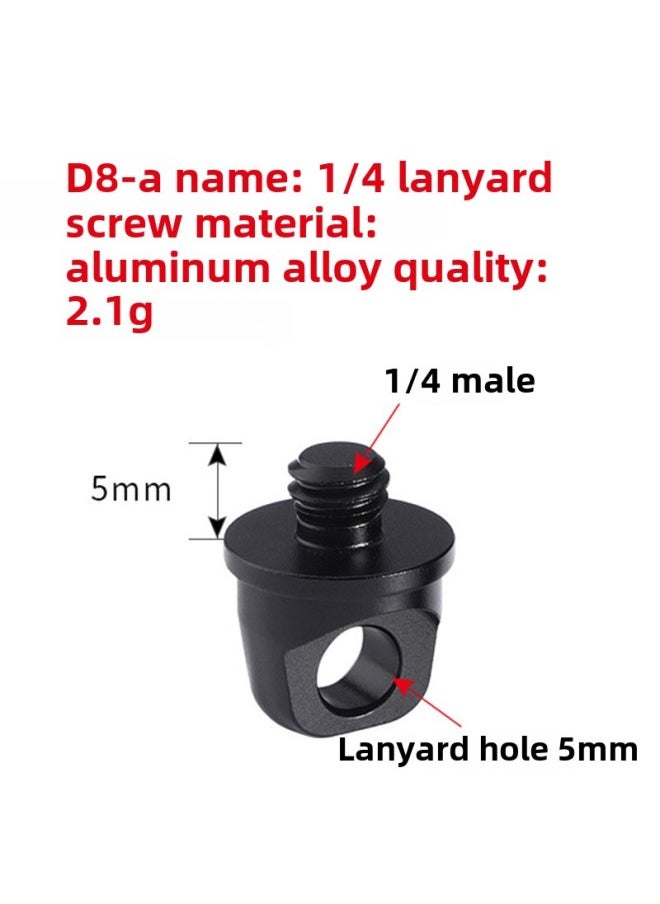 Generic SLR Camera Lanyard Metal Screw 1/4 Fixed Shoulder Strap Micro Single Quick Release Wrist Strap Connection Anti-loss Rope-Body Color:D8-A  - Image 1