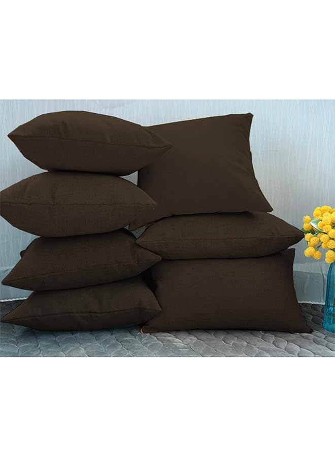 إيروريكس طقم وسائد زخرفية من الكتان مكون من قطعتين بتصميم سادة 50×30 سم، بني غامق - Image 4