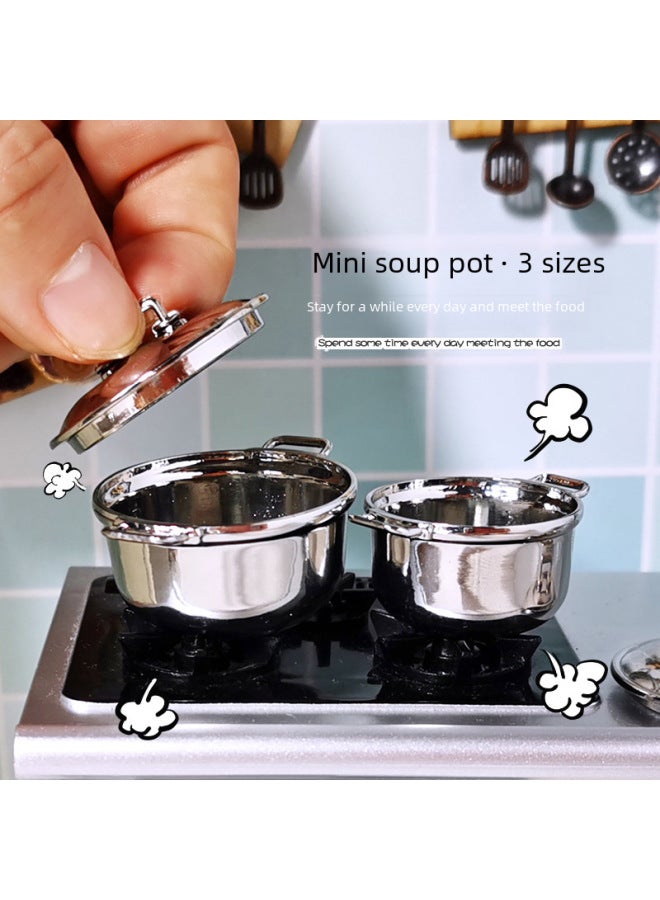 Large Small Soup Pots Live Broadcast Cooking Rice Dolls Special Stainless Steel Style Miniature D200-Color:Section B - Image 2