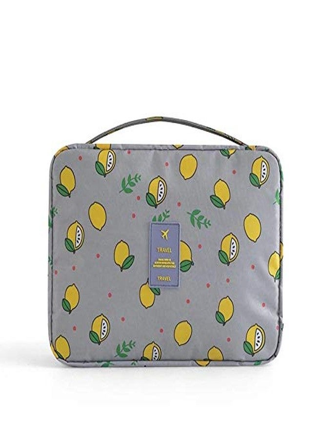 SWADEC Portable Travel Makeup Cosmetic Bags Organizer Multifunction Case for Women and Girls (Grey Lemon) - Image 1
