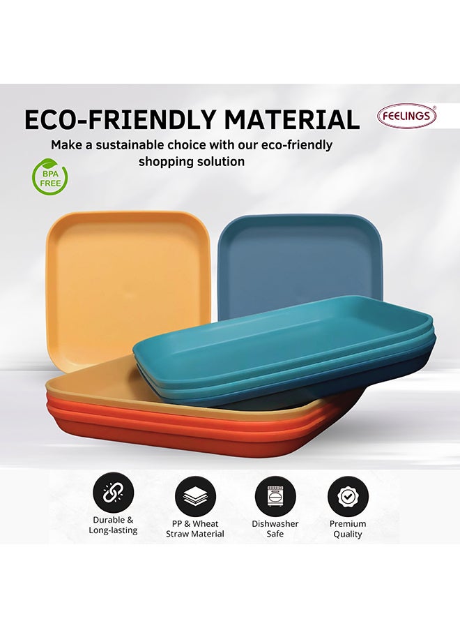 Feelings Plastic Square Plate  8Pcs Set (15Cm) | Modern & Durable - Image 3