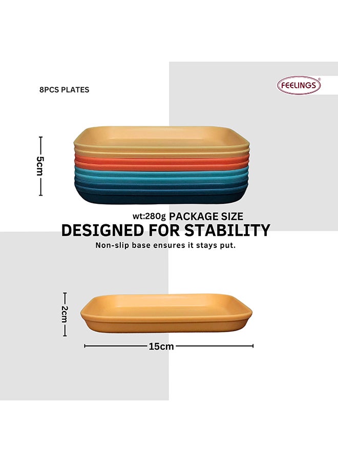 Feelings Plastic Square Plate  8Pcs Set (15Cm) | Modern & Durable - Image 2