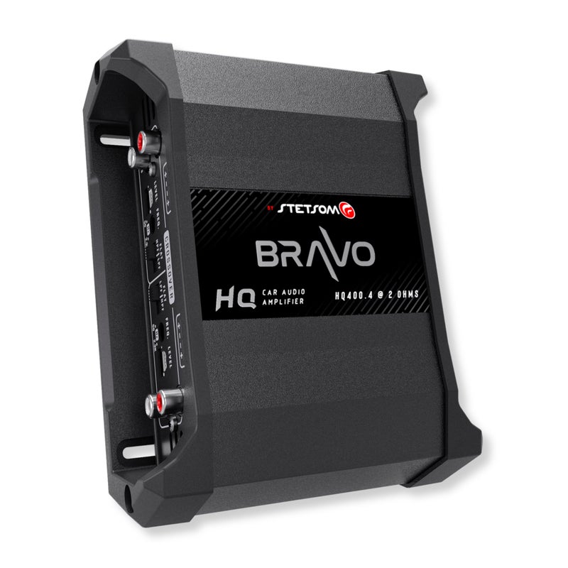 Stetsom Bravo HQ 4004 Multichannel Car Audio Digital Amp 2 Ohms Stable 400 Watts RMS 4 Independent Channels Variable Crossover Full Range Car Stereo ds Bridge Speakers 400x4 RCA High Input