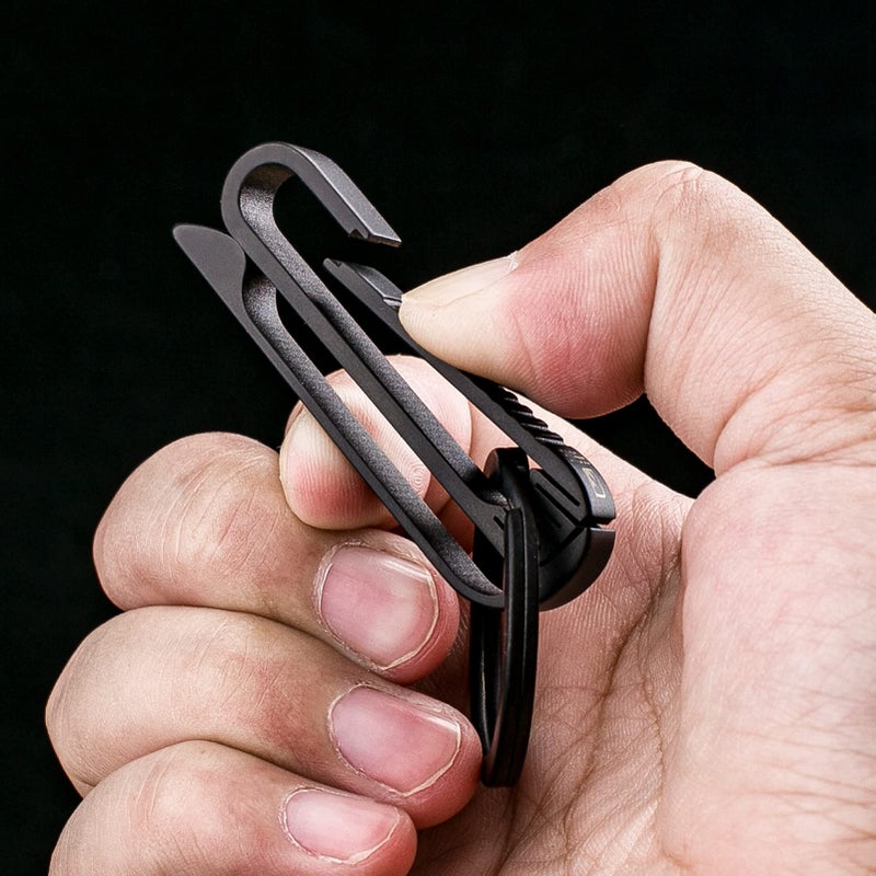 TISUR TISUR Belt loop keychain, Titanium belt clip Key Holder with titanium key ring, Gifts for Men Women  - Image 3