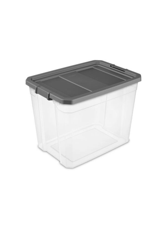 ستيريليت صندوق تخزين بإغلاق محكم خالٍ من البيسفينول ايه بتصميم متين شفاف ورمادي مسطح 102 لتر 14783V04 - Image 1