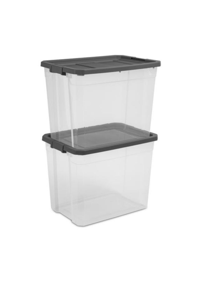 ستيريليت صندوق تخزين بإغلاق محكم خالٍ من البيسفينول ايه بتصميم متين شفاف ورمادي مسطح 102 لتر 14783V04 - Image 4