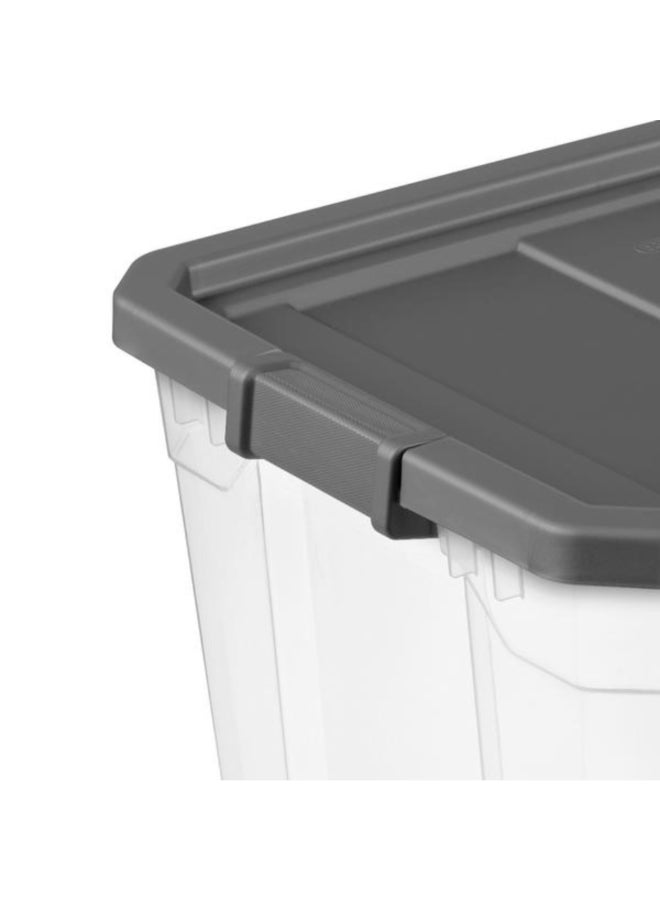 ستيريليت صندوق تخزين بإغلاق محكم خالٍ من البيسفينول ايه بتصميم متين شفاف ورمادي مسطح 102 لتر 14783V04 - Image 3