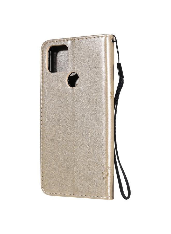 Zaboon Case For Google Pixel 4a 5G / Pixel 5 XL Tree & Cat Embossed Pattern Horizontal Flip Leather Case with Holder & Card Slots & Wallet & Lanyard - Image 4