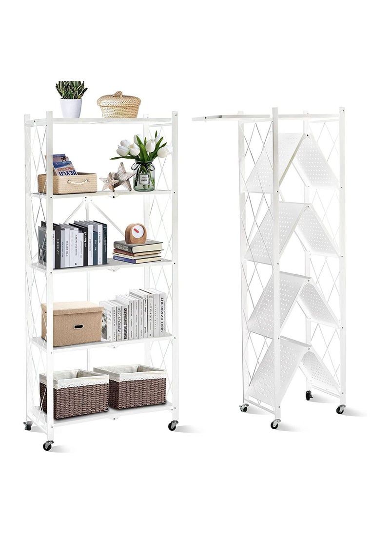 Multipurpose Rack for Living Room Bedroom Kitchen Garage Easy Assembly White 5-shelf
