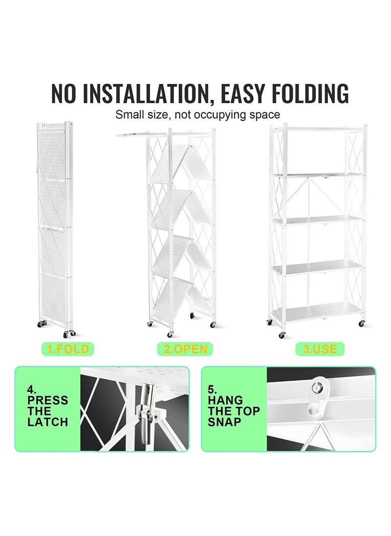 Multipurpose Rack for Living Room Bedroom Kitchen Garage Easy Assembly White 5-shelf