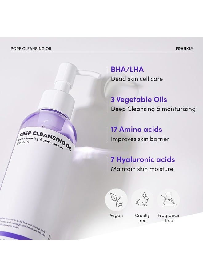 FRANKLY Pore Cleansing Oil | Oil Cleanser for Face | Deep Makeup Remover & Blackhead Cleanser with BHA, LHA, Amino Acids & Hyaluronic Acid | All Skin Types, Korean Skin Care | 6.8 fl oz - Image 4