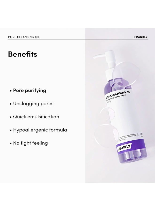 FRANKLY Pore Cleansing Oil | Oil Cleanser for Face | Deep Makeup Remover & Blackhead Cleanser with BHA, LHA, Amino Acids & Hyaluronic Acid | All Skin Types, Korean Skin Care | 6.8 fl oz - Image 3