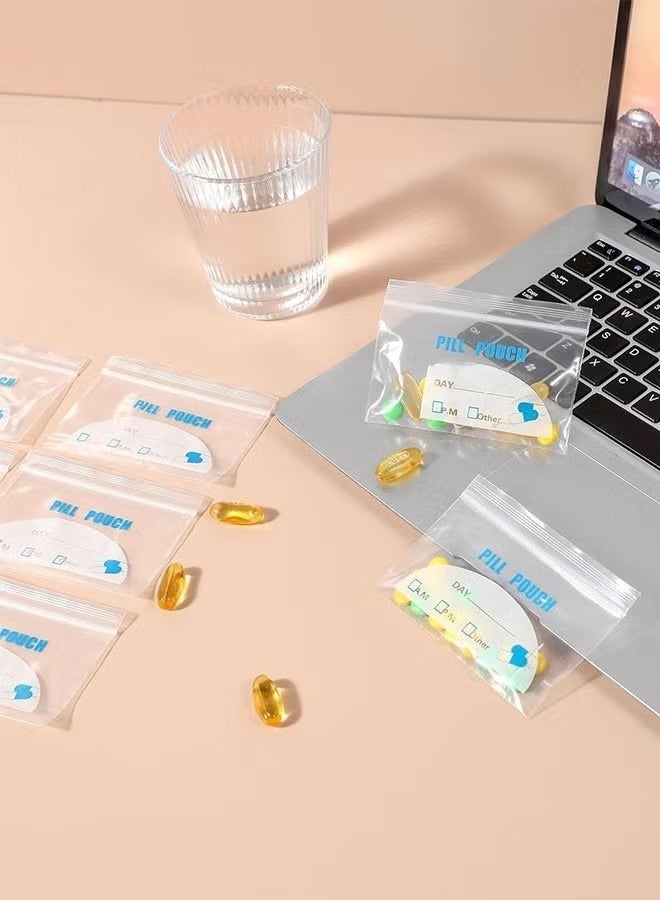 100 Pack Pill Pouch Bags - (4" X 2.75") Thickness is 6 Mil, Portable Plastic Pills Bag Hold Vitamin, Supplements, Medication, and Vitamin Storage - Image 4