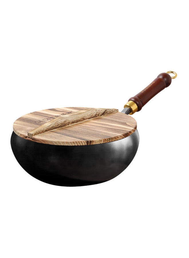 Olofe Ancient Hammer-forged Large-bellied Iron Wok Without Coating, Small Hammer-forged Round-bellied Iron Wok, Multifunctional Large-bellied Pot, 28cm - Image 5