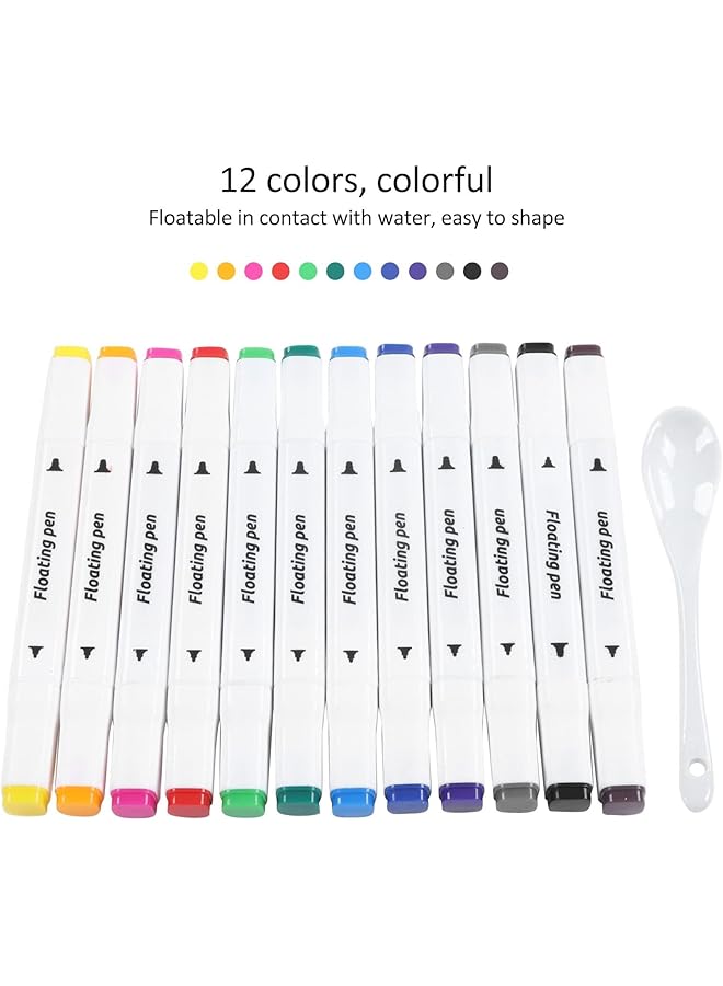 إيروريكس قلم رسم مائي سحري مكون من 12 لونًا، قلم رسم مائي عائم قابل للمسح مع ملعقة، قلم رسم ملون، هدايا رائعة للأطفال للأولاد والبنات - Image 4