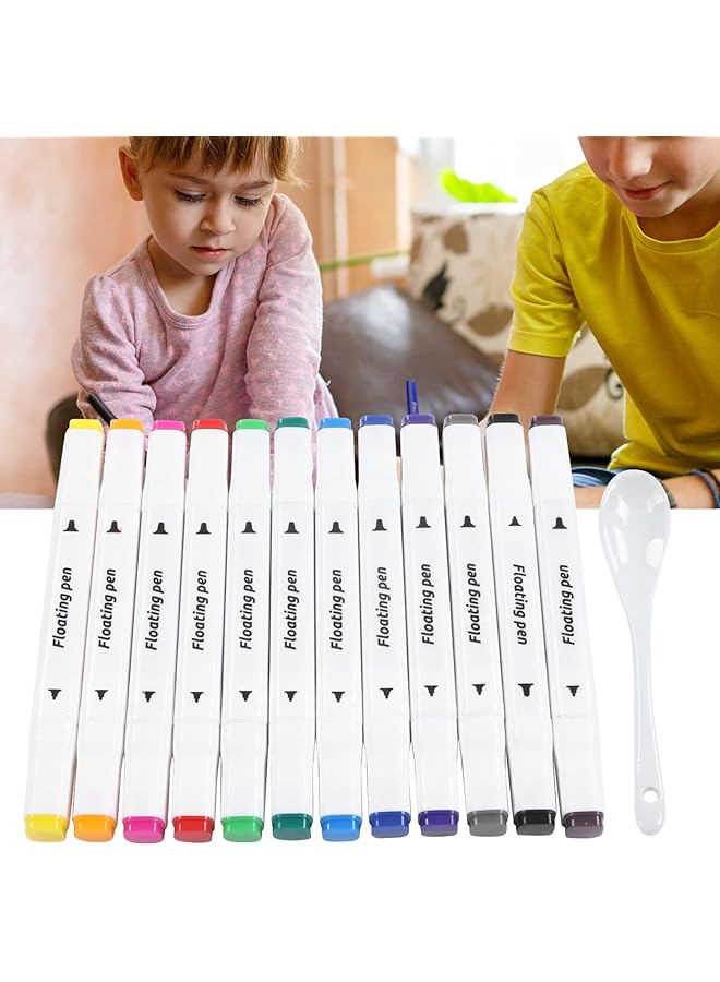 إيروريكس قلم رسم مائي سحري مكون من 12 لونًا، قلم رسم مائي عائم قابل للمسح مع ملعقة، قلم رسم ملون، هدايا رائعة للأطفال للأولاد والبنات - Image 1