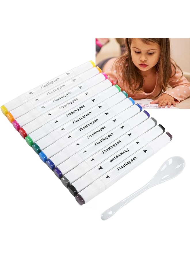 إيروريكس قلم رسم مائي سحري مكون من 12 لونًا، قلم رسم مائي عائم قابل للمسح مع ملعقة، قلم رسم ملون، هدايا رائعة للأطفال للأولاد والبنات - Image 2