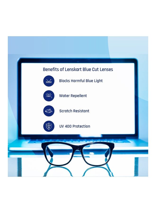 لينسكارت بلو نظارة طبية زيرو باور بعدسات بلوكت بتصميم مضاد للوهج مناسبة للكمبيوتر بإطار مستطيل بلون أسود - مقاس العدسة: 53 مم طراز LB E14255 - Image 2