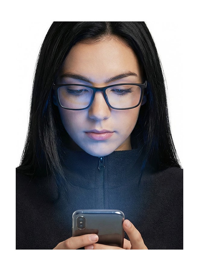 لينسكارت بلو نظارة طبية زيرو باور بعدسات بلوكت بتصميم مضاد للوهج مناسبة للكمبيوتر بإطار مستطيل بلون أسود - مقاس العدسة: 53 مم طراز LB E14255 للجنسين - Image 4