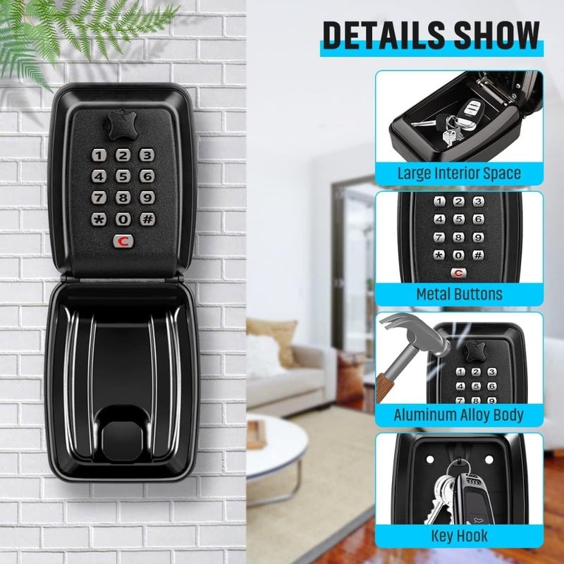 Lock Box for Keys with Code, Outdoor Weather Resistant Wall Mount Key Safe - Image 3