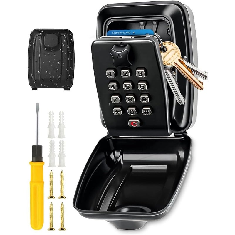 Lock Box for Keys with Code, Outdoor Weather Resistant Wall Mount Key Safe - Image 1