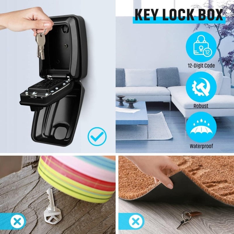 Lock Box for Keys with Code, Outdoor Weather Resistant Wall Mount Key Safe - Image 2