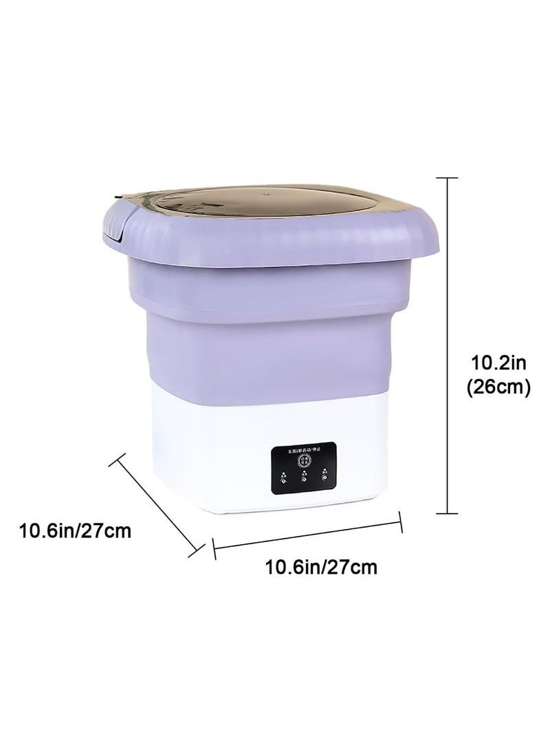 TIGER Folding Mini Automatic Washing Machine – 6L Portable Lightweight Clothes Washer with Spin Dryer, Detachable Drain Basket & 3 Wash Modes – Compact Foldable Design for Baby Laundry, Apartments, Dorm Rooms, Small Spaces & Travel – Purple  - Image 3