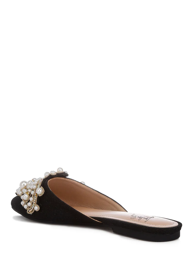London Rag Embellished delicate pearl Mules in Black