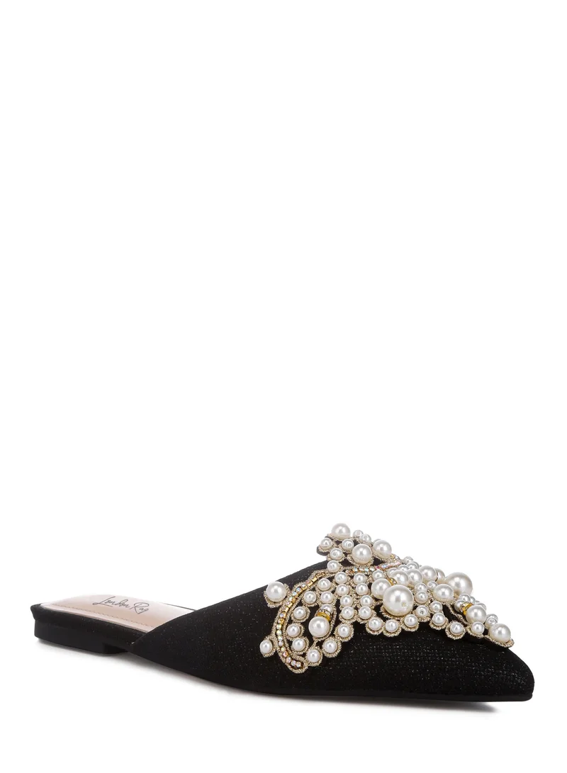 London Rag Embellished delicate pearl Mules in Black