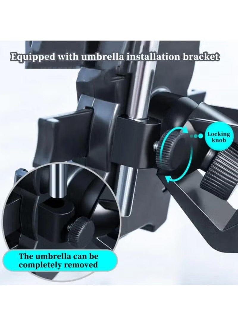 Generic Adjustable Bicycle Mount Phone Holder Motorbike Mobile Bicycle Motorcycle Anti-slip Shock-proof Phone Mount Stand With Small Waterproof Umbrella For iPhone And Samsung  - Image 5