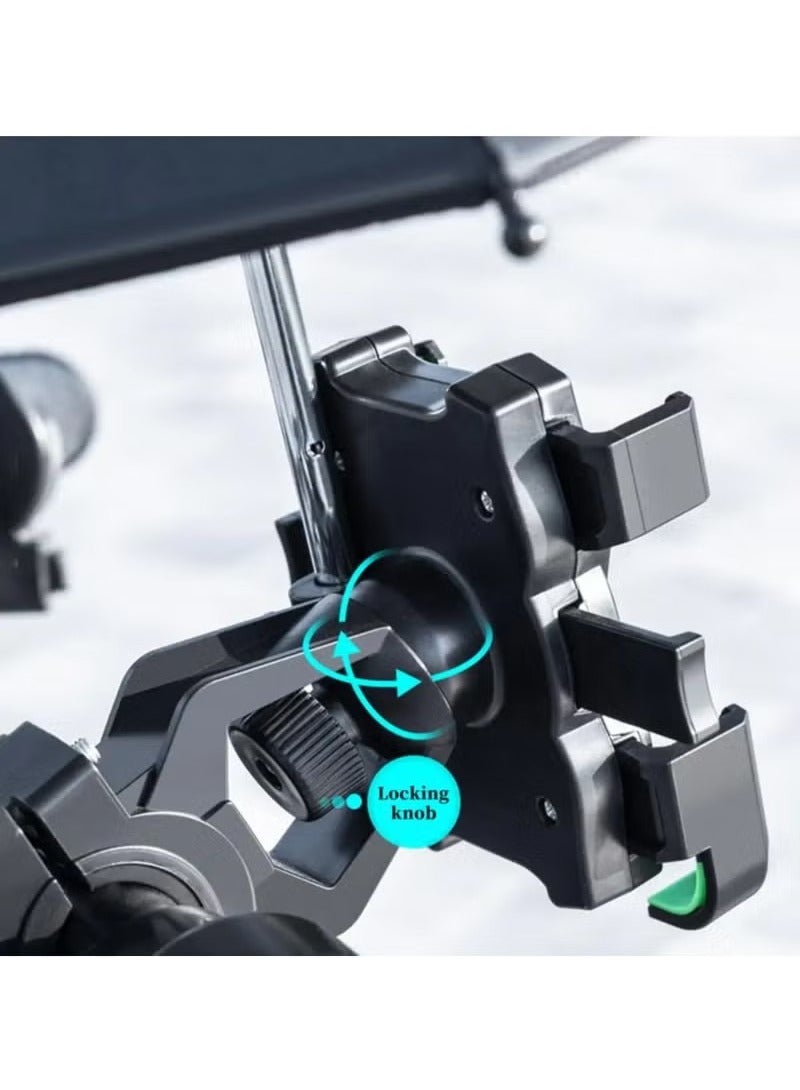 Generic Adjustable Bicycle Mount Phone Holder Motorbike Mobile Bicycle Motorcycle Anti-slip Shock-proof Phone Mount Stand With Small Waterproof Umbrella For iPhone And Samsung  - Image 3