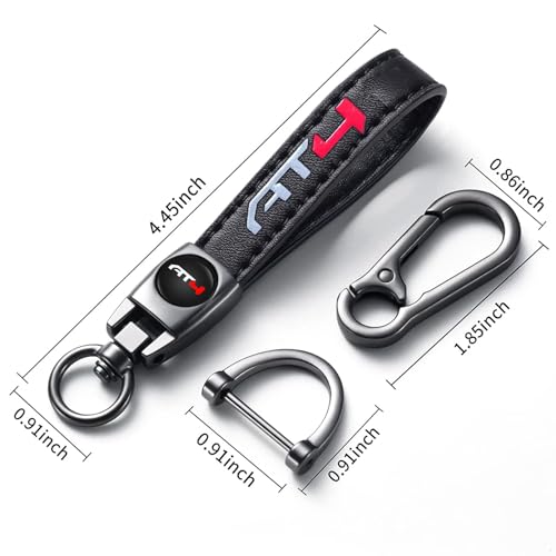 TACOMA Genuine Leather Car Key Chain for GMC AT4 Keychain for Men and Women Family Present Key Ring Accessories(Black) - Image 2