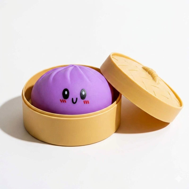 Giant Dumpling Squishy 8.5CM Purple Soft TPR Rubber Material - Cute Rainbow Glitter Stress Relief Toy for Adults And Kids 3+ - Image 2