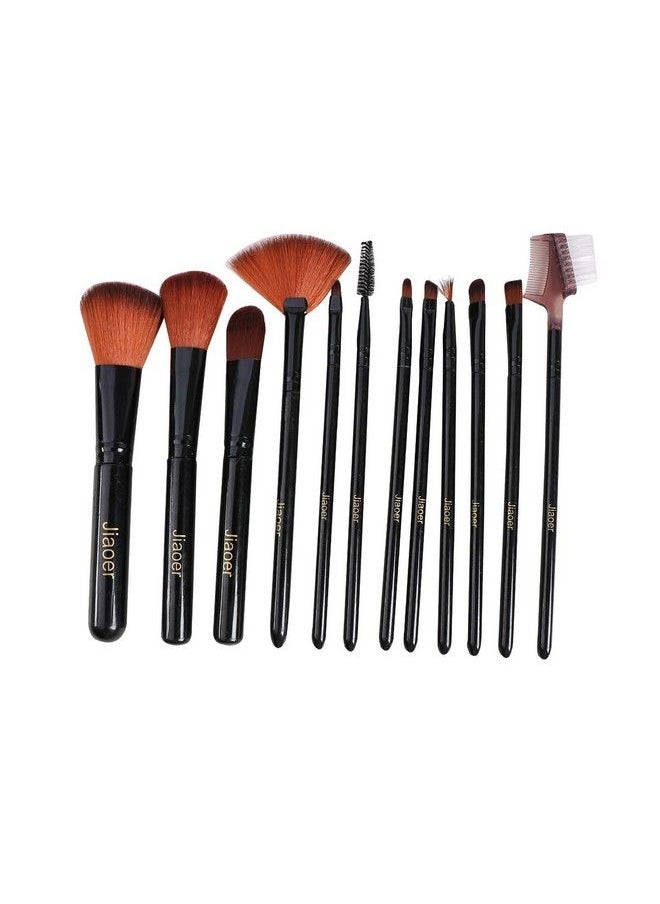 JIAOER - Professional Makeup Cosmetic Foundation Brush Set Pack Of 10 (Black) - Image 1