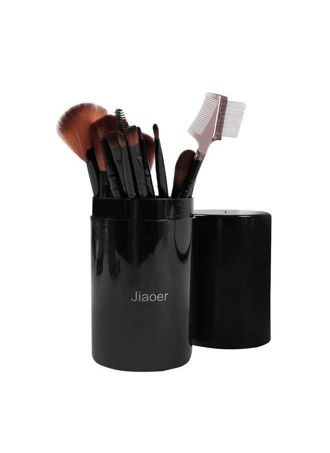 JIAOER - Professional Makeup Cosmetic Foundation Brush Set Pack Of 10 (Black) - Image 1