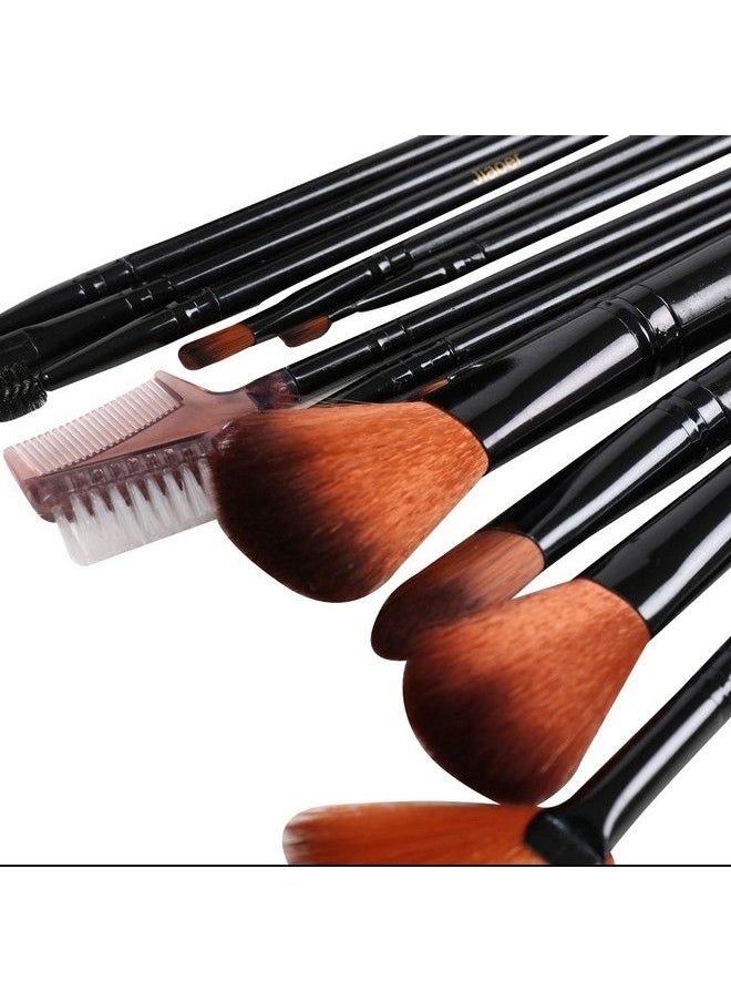JIAOER - Professional Makeup Cosmetic Foundation Brush Set Pack Of 10 (Black) - Image 1