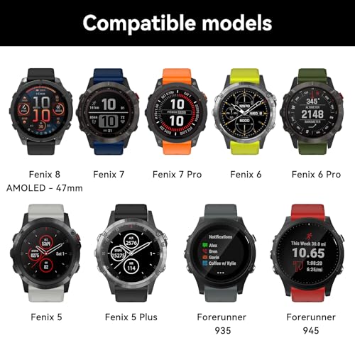 MYSNBKN Compatible with Fenix 8 47mm/Fenix E/Fenix 7/6/5 Watch Band 22mm Easy-fit Silicone Soft Sport Band Replacment for Fenix 7 Pro/Fenix 6 Pro/Fenix 5 Plus/Forerunner 945/935 Smartwatches - Image 5