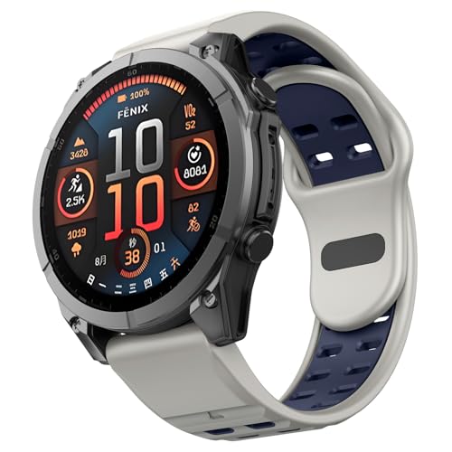 MYSNBKN Compatible with Fenix 8 47mm/Fenix E/Fenix 7/6/5 Watch Band 22mm Easy-fit Silicone Soft Sport Band Replacment for Fenix 7 Pro/Fenix 6 Pro/Fenix 5 Plus/Forerunner 945/935 Smartwatches - Image 1