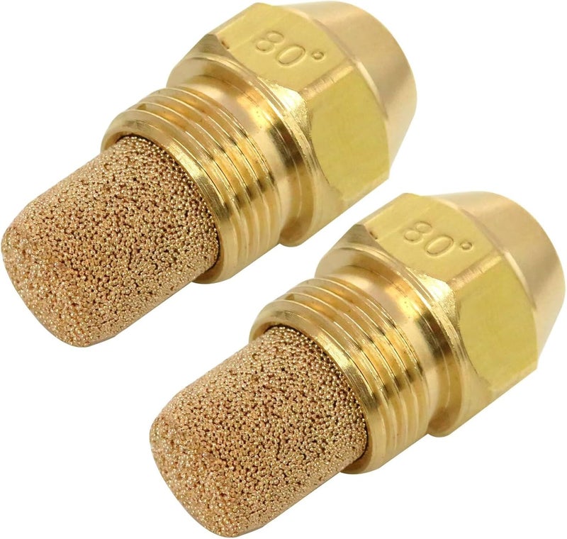 JURENGUDF 2Pcs 0.60 GPH 80° Hollow Cone Nozzle - Type A for Residential Oil Burners - Image 1
