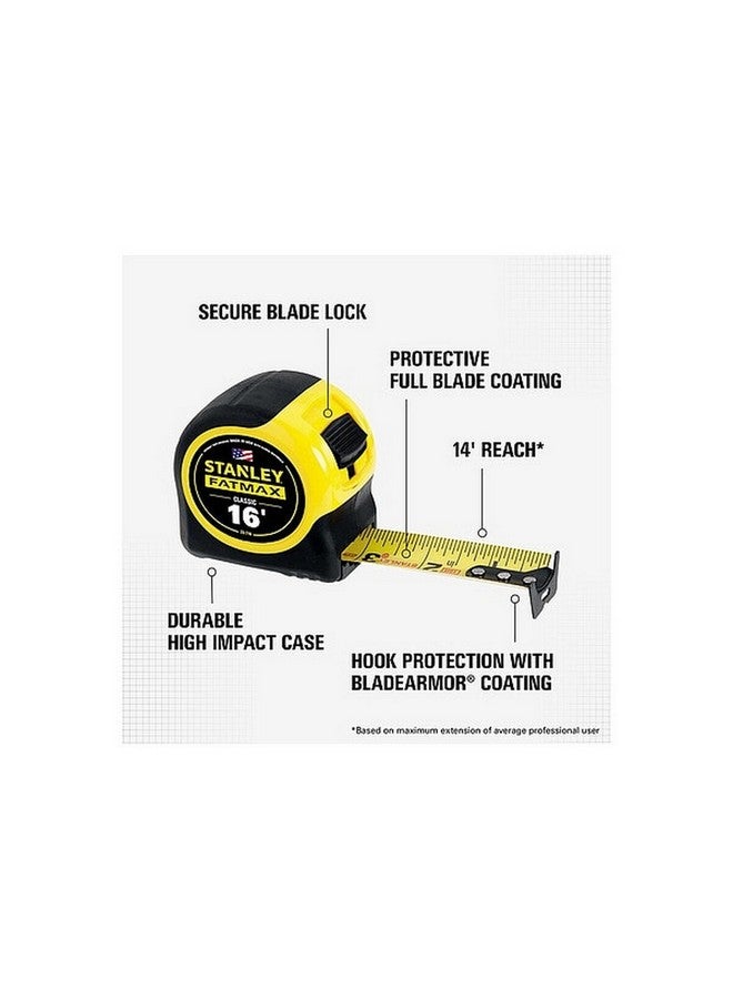 ستانلي فاتماكس شريط قياس مدمج كلاسيكي أصفر وأسود، 16 قدم × 1.25 بوصة 33-716 - Image 2