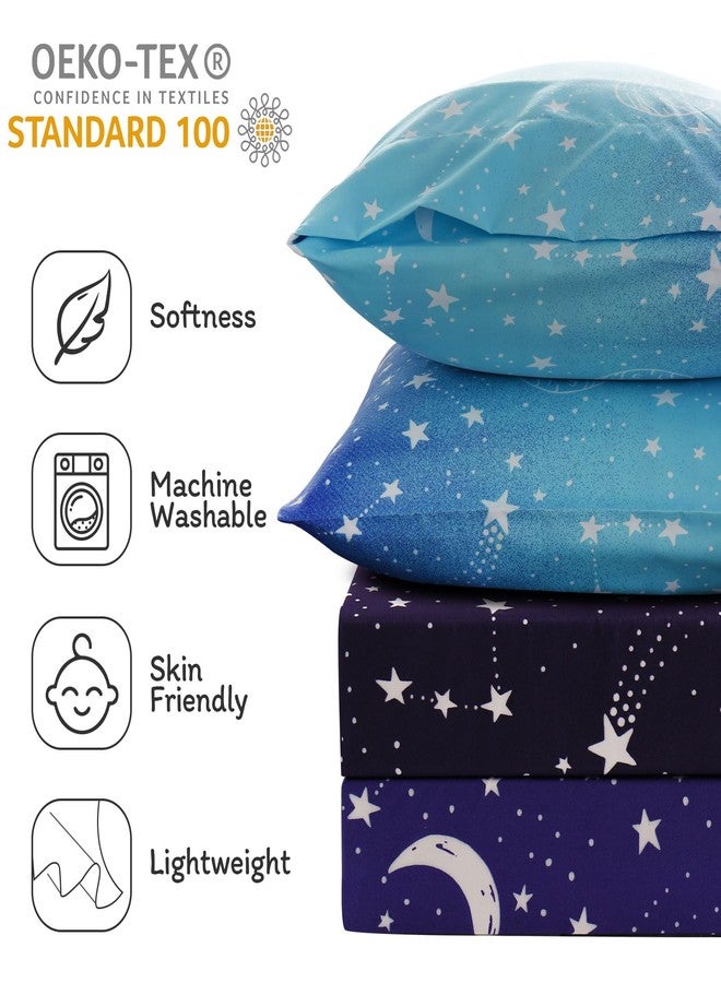 JSD Gradient Blue Moon Stars Kids Sheet Set Twin Size, 3 Piece Space Theme Microfiber Sheets Deep Pocket - Image 4