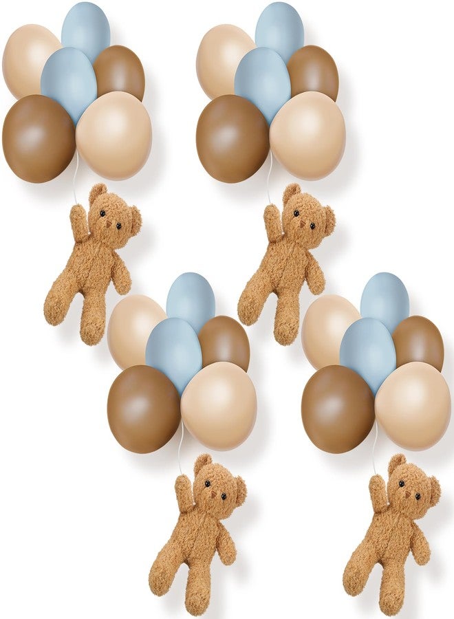 Gejoy 4 Set Floating Bear Balloon Decoration Baby Shower Decoration Brown Blue Balloon Plush Bear Kit Beige Latex Balloon for Garland Arch We Can Bear Wait Gender Reveal Party Birthday Supplies - Image 1